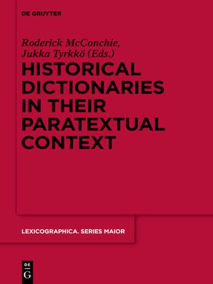 cover image of Historical Dictionaries in their Paratextual Context